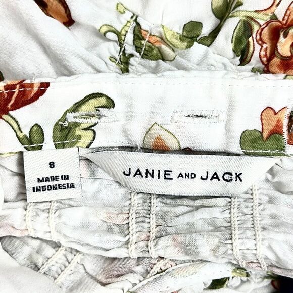 JANIE and JACK Floral Smocked Bubble Sleeve Top Blouse Cotton Floral Print 8 - Picture 9 of 10